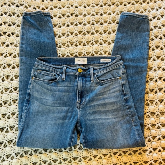 Frame Denim Le Skinny de Jeanne Crop Jeans Light/Medium Wash size 28 - Picture 7 of 13